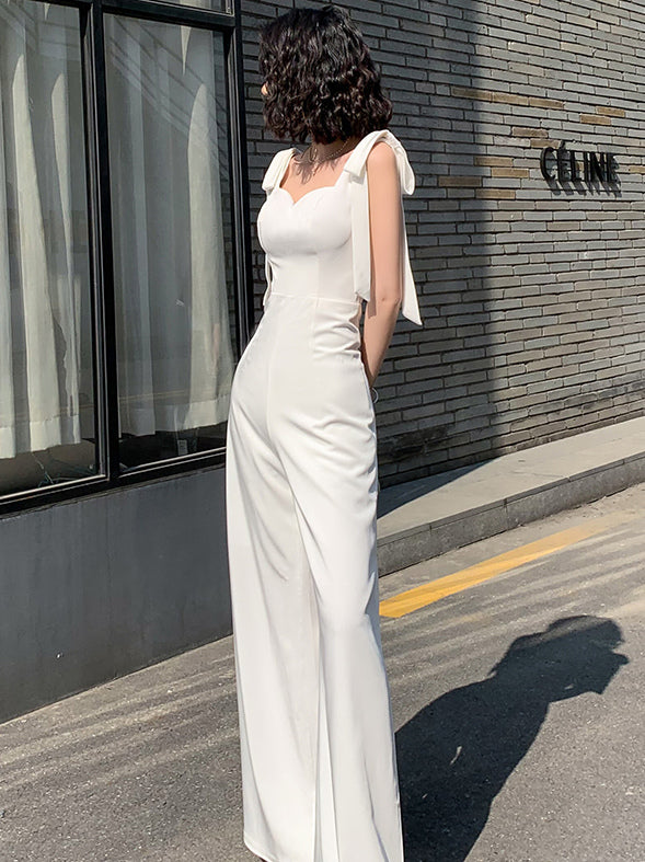 Bowknot Jumpsuit Sleeveless Wide Leg Women One Piece Outfit