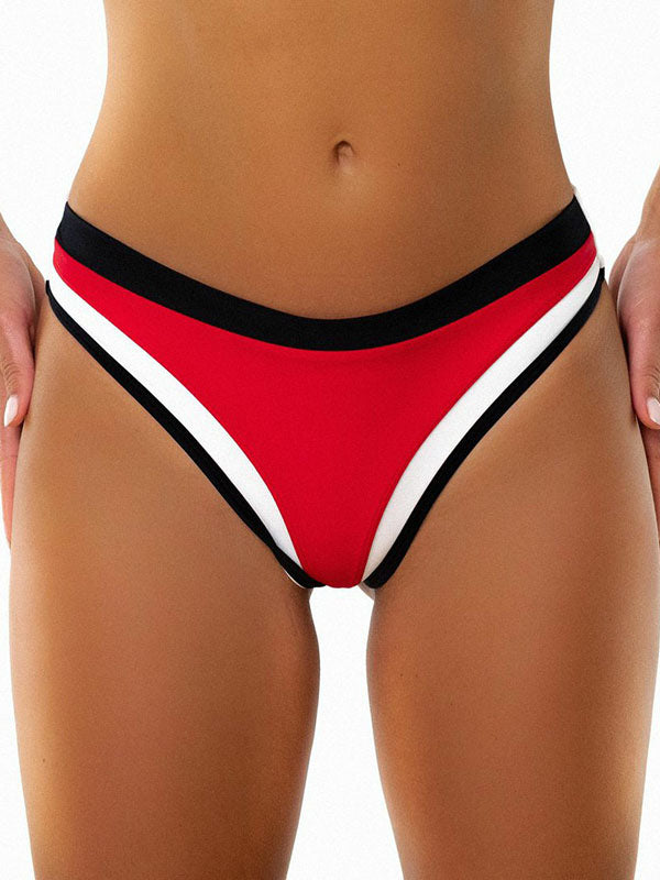 Solid Color Contrast Color Split-Joint Triangles Swimming Pants