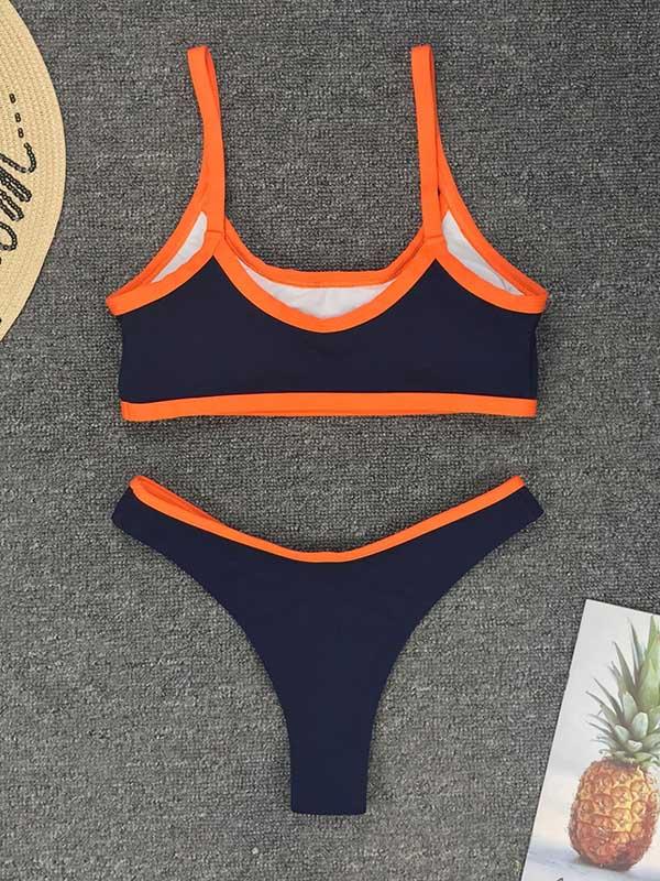 Contrast Bandeau Bikini Swimsuit