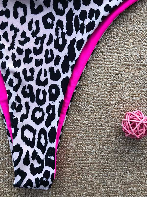 Leopard Print Split-Joint Bikini Swimsuit