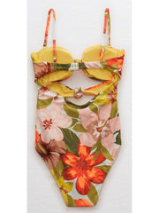 Hollow Floral Sweethaert One-Piece Swimwear