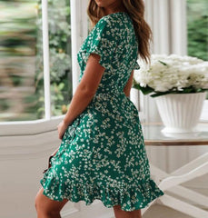 Summer Ruffle Short Sleeve Floral Print Dresses