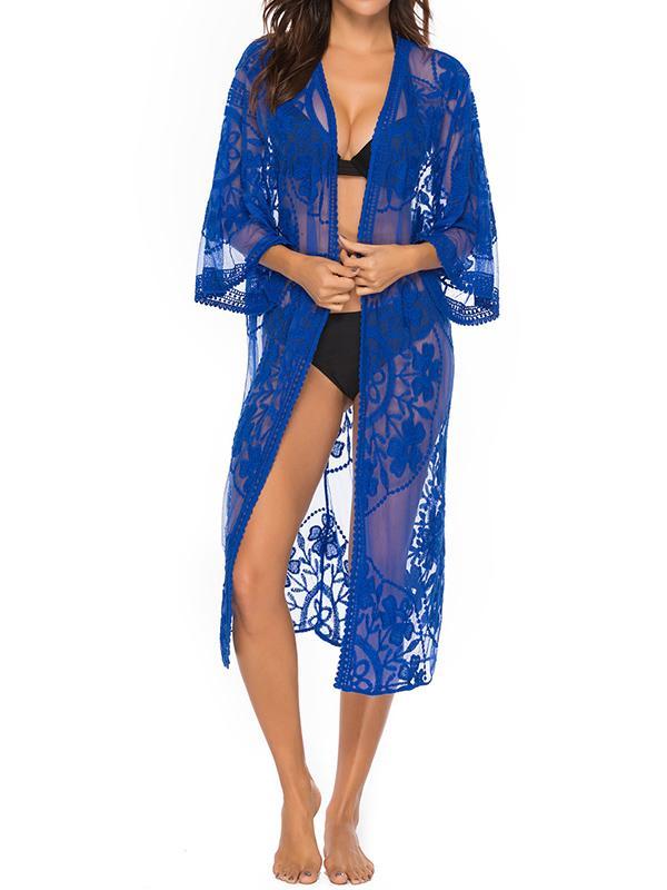 Ragged Embellished See-Through Vacation Cover-Ups