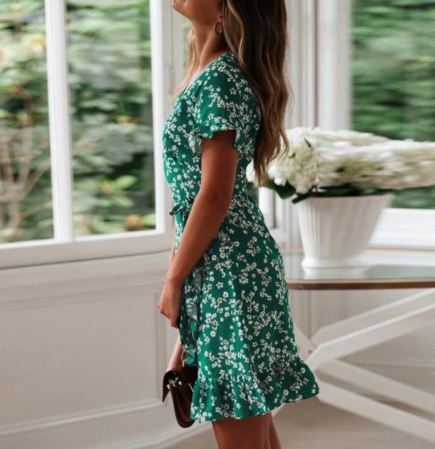 Summer Ruffle Short Sleeve Floral Print Dresses