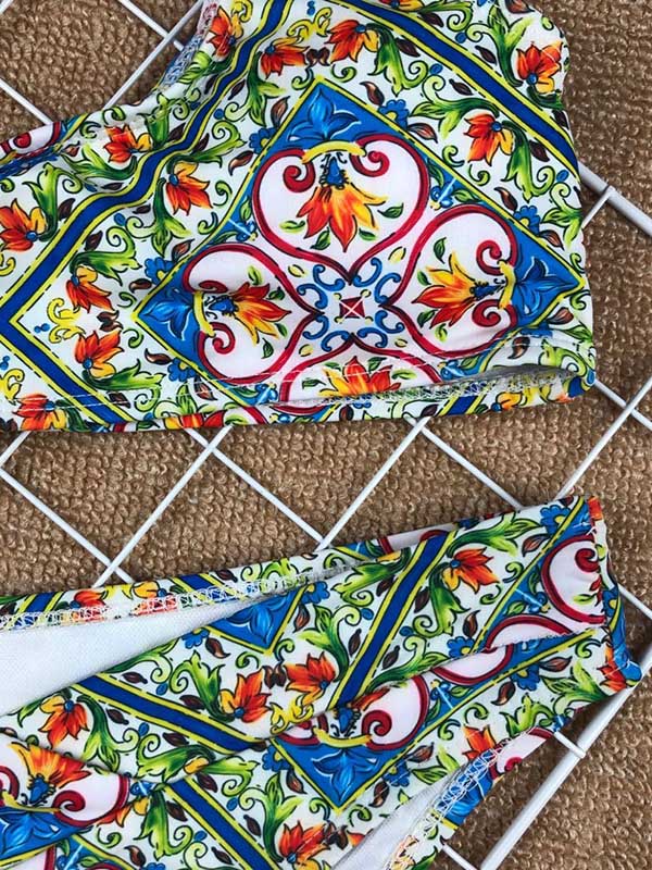 Paisley Print High-Waisted Bikini Swimsuit