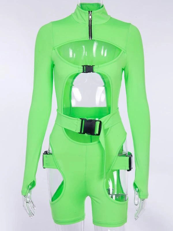 Long Sleeve Zipper Hollow One-Piece Wetsuit