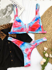 Double-Sided Printing V Neck Sexybikinis Swimwear