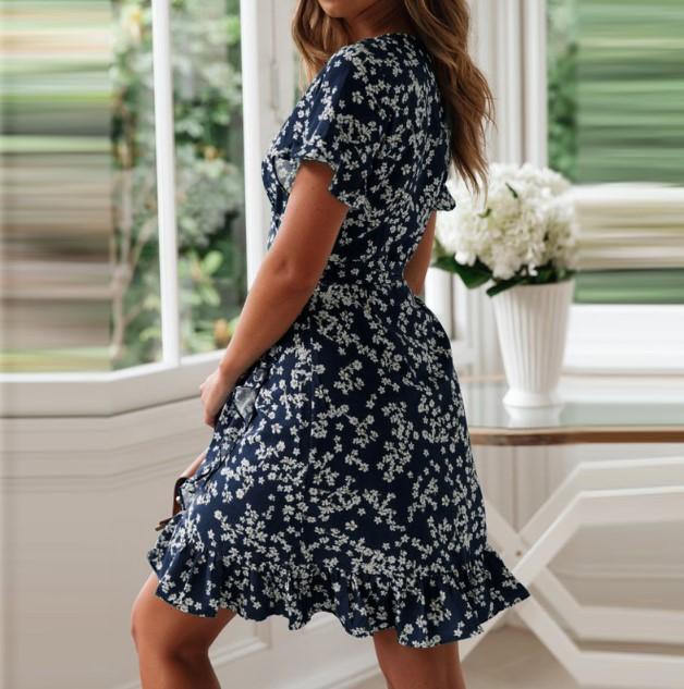 Summer Ruffle Short Sleeve Floral Print Dresses