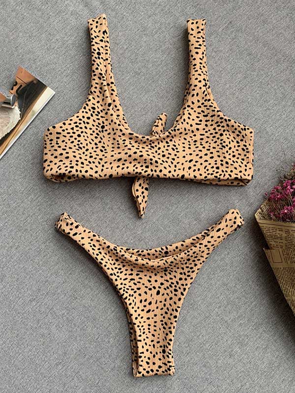 Leopard Print Backless One-Piece Swimsuit