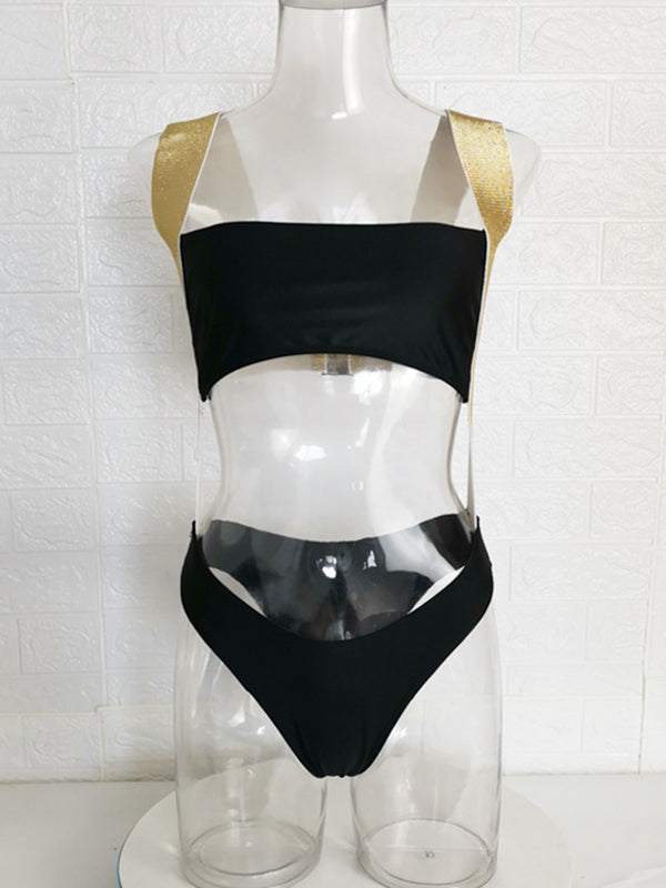 Sequined Strapless Bandeau Sexy Monokini Swimwear