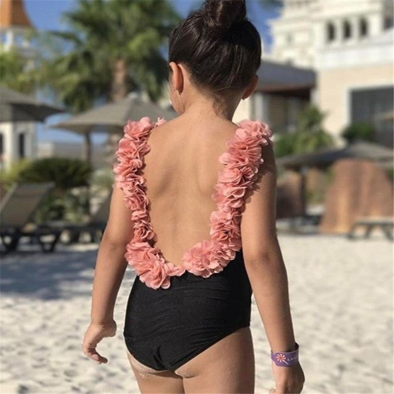 Parent-Child Sleeveless Lace-Up Backless One-Piece Swimwear