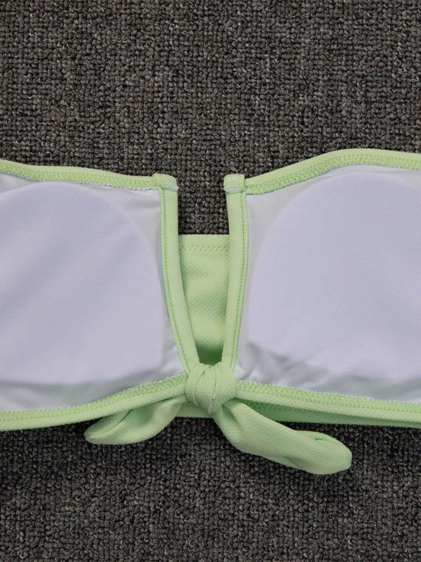 Einfarbiger Bikini-Badeanzug mit Knoten 