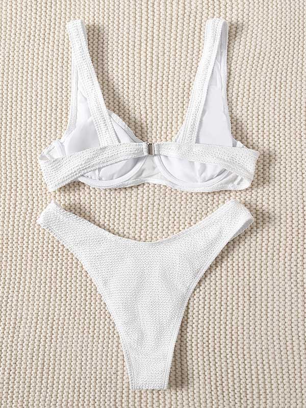 Plain Sleeveless Padded Underwired Bralette Hipster Bikini Swimwear