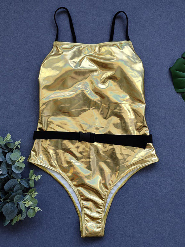 Sequined Split-Joint Sexy Tight One-Piece Swimwear