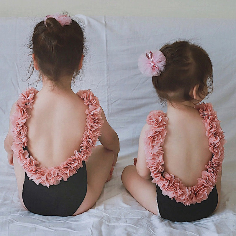 Parent-Child Sleeveless Lace-Up Backless One-Piece Swimwear