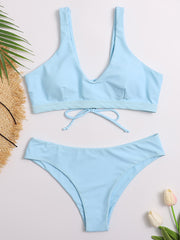 Small Fresh Bandage Hollow Split Bikini Swimsuit