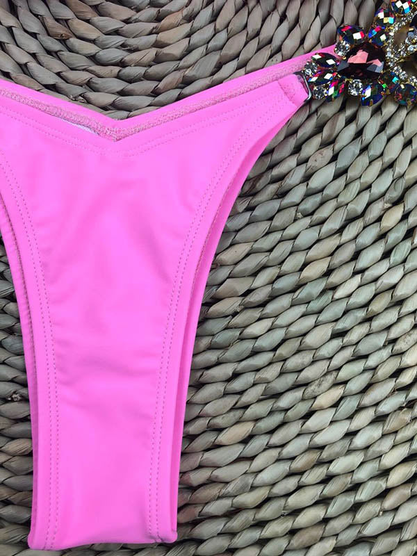 Embellished Gorgeous Bandage Triangles Split Bikini Swimsuit