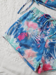 Short Sleeve Tie-Dyed Boardshort  Tankini Swimwear