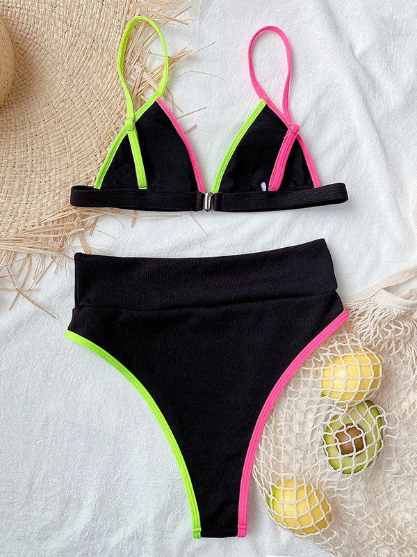 Triangel-Bikini im Sport-Stil mit hoher Taille 