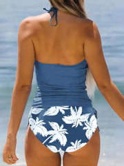 Live Simple Neckholder-Tankini-Set mit Kokosnussbaummuster