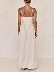 Sunset Suspender Pleated Panel Sleeveless Maxi Dress