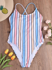 Striped One-Piece Sexy Swimsuit