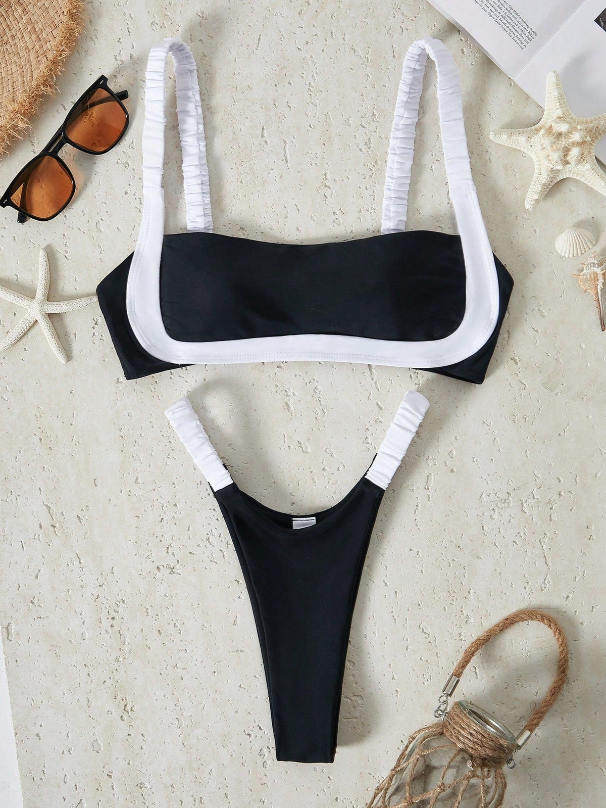 Bikinx Color Block Schlichtes Damen Badeanzug-Set 