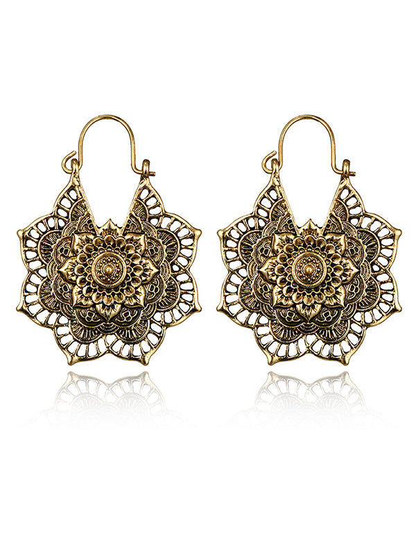 Vintage Hollow Alloy Flower Earring Accessories