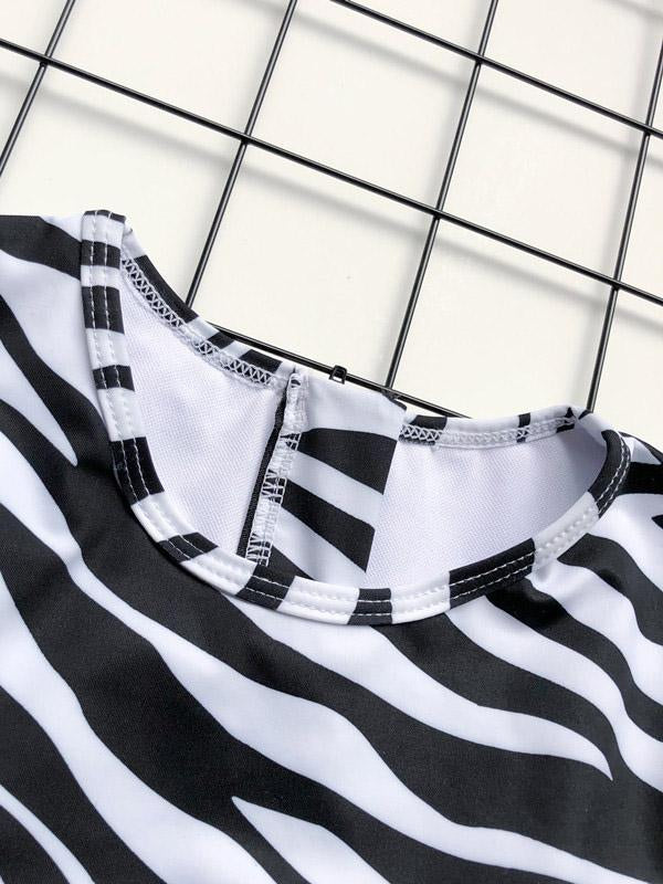 Zebra Print Split-Joint Belted Wetsuit