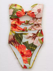 Hollow Floral Sweethaert One-Piece Swimwear