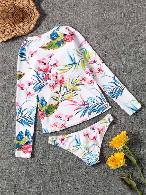 Long Sleeve Floral-Print Split Wetsuit