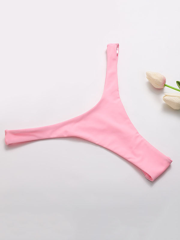 Barbie – Rosafarbener Bandeau-Bikini-Badeanzug mit Schlitz und Knoten 