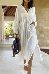 Vacation Solid Slit Swimwears Cover Up