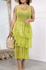 Celebrities Solid Tassel Hollowed Out Patchwork See-through Swimwears Cover Up