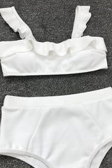 Sexy Vacation Solid Flounce Swimwears(3 Colors)