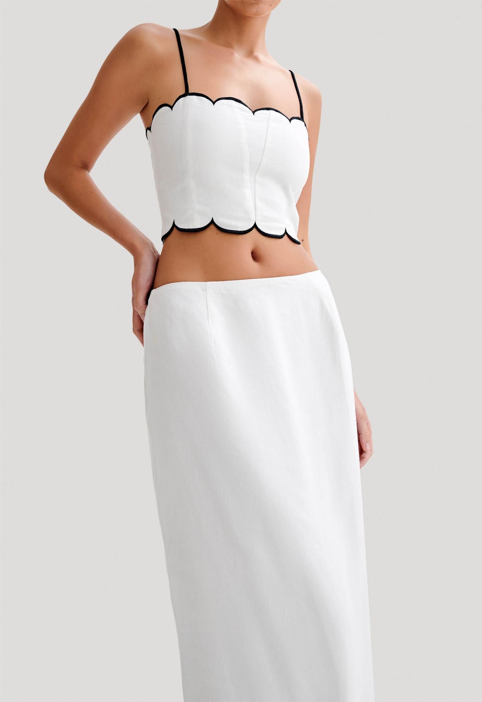 Scalloped Linen Set - Ivory