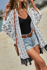 Casual Vacation Geometric Print Tassel Swimwears Cover Up