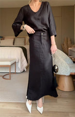 Black Wrap Maxi Dress Set