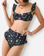 Women's Black Floral Bikini Set