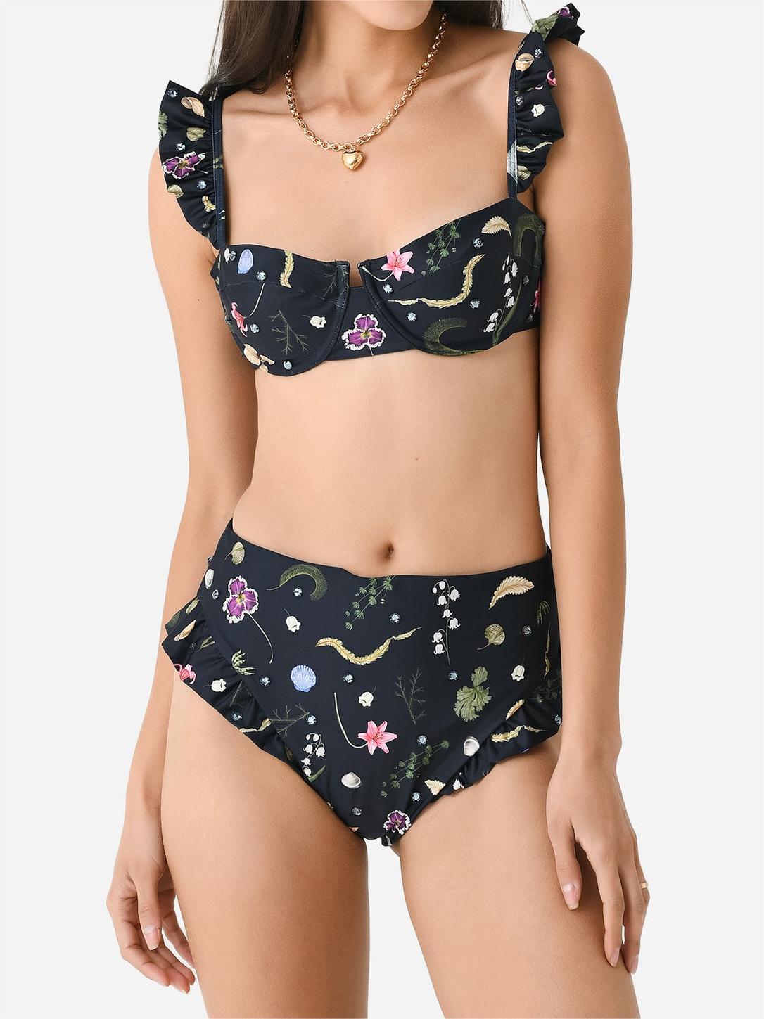 Women's Black Floral Bikini Set