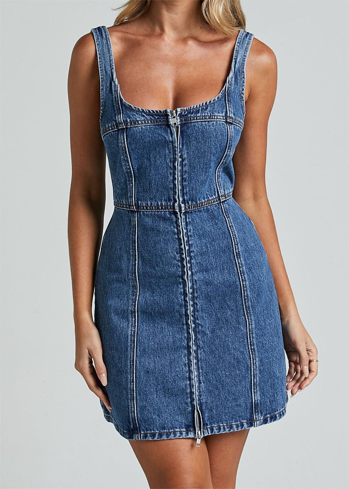 Corset Style Denim Mini Dress