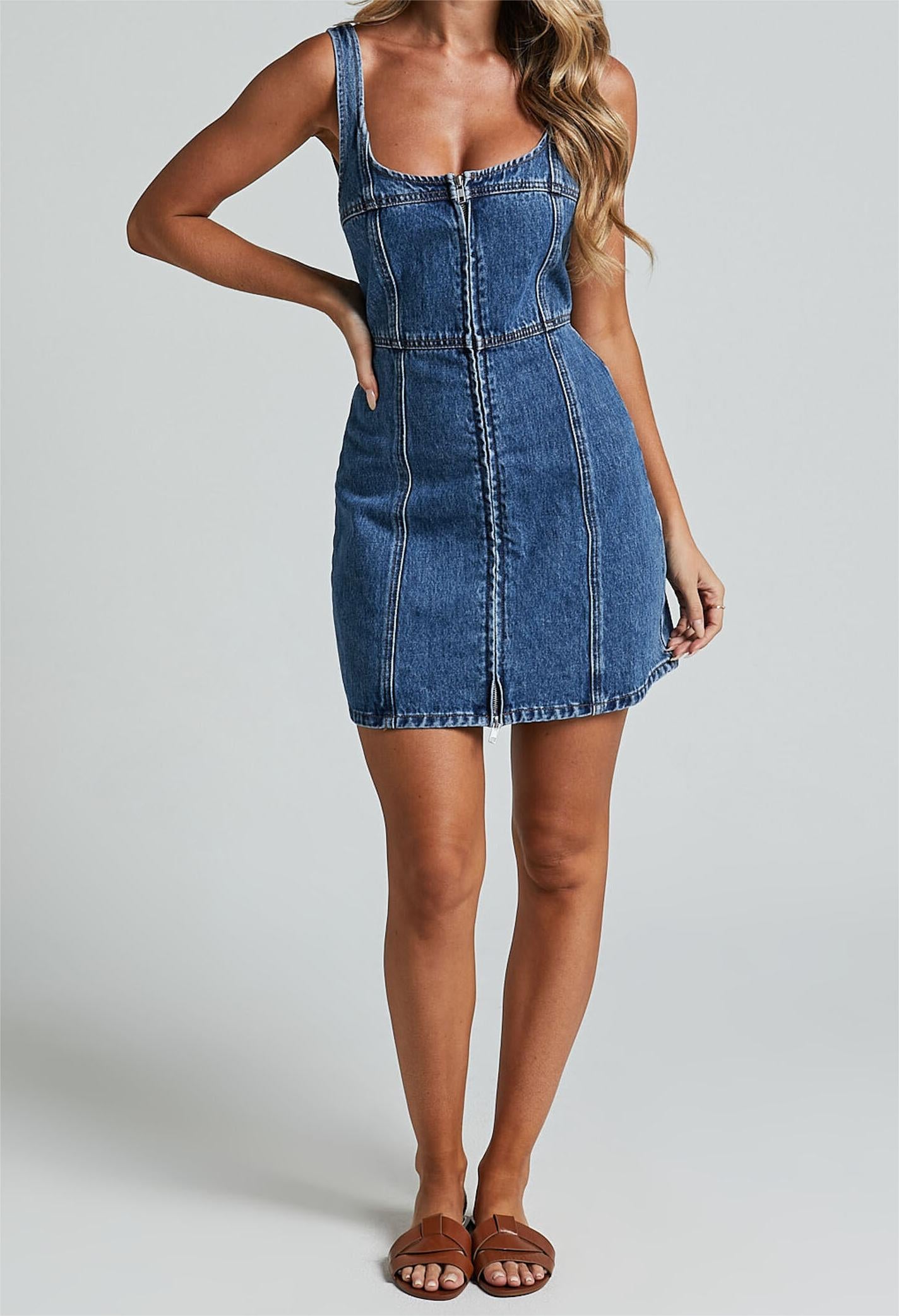 Corset Style Denim Mini Dress