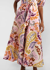 Pink Printed Short Sleeve Maxi Dress