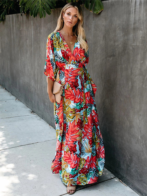 Pretty Floral High Waist Maxi Dress