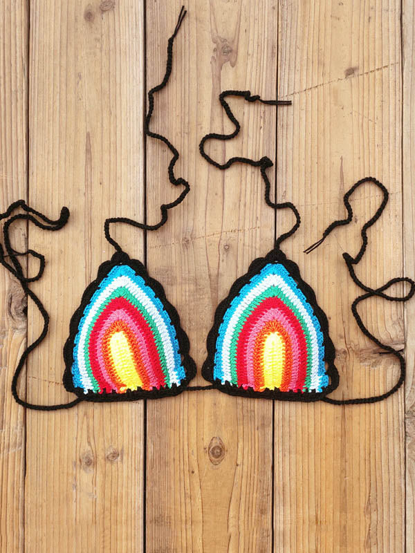 Brasilianische Bikini-Bademode mit Farbblock-Crochetgo-Dreiecken 