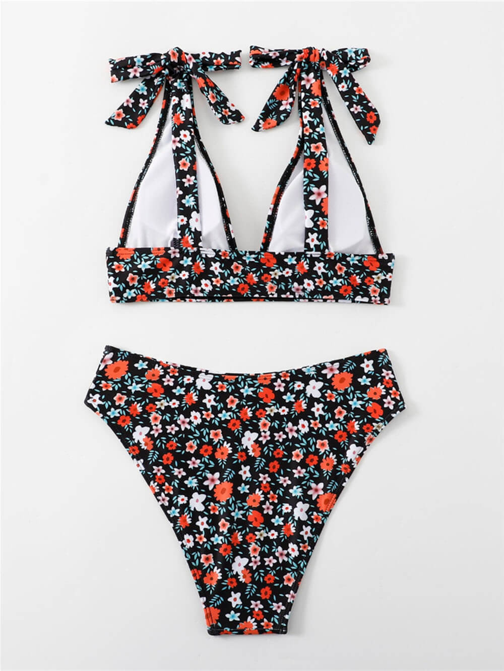 Sexy Bikini-Set mit Blumenmuster und Riemen und Knöpfen