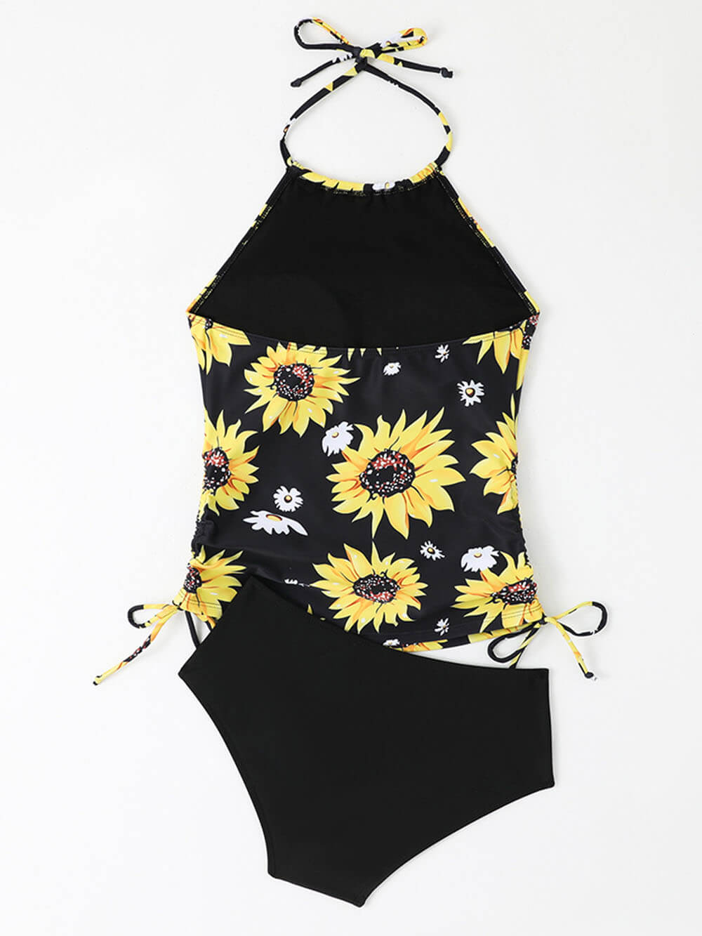 Tankini-Set mit Neckholder und Kordelzug und Sonnenblumen-Print