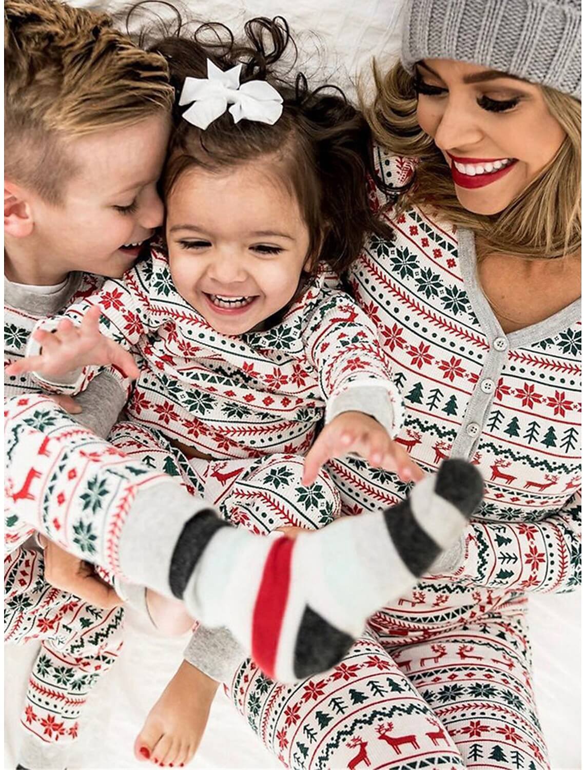 Christmas Snowflake Trees Family Pajamas Sets