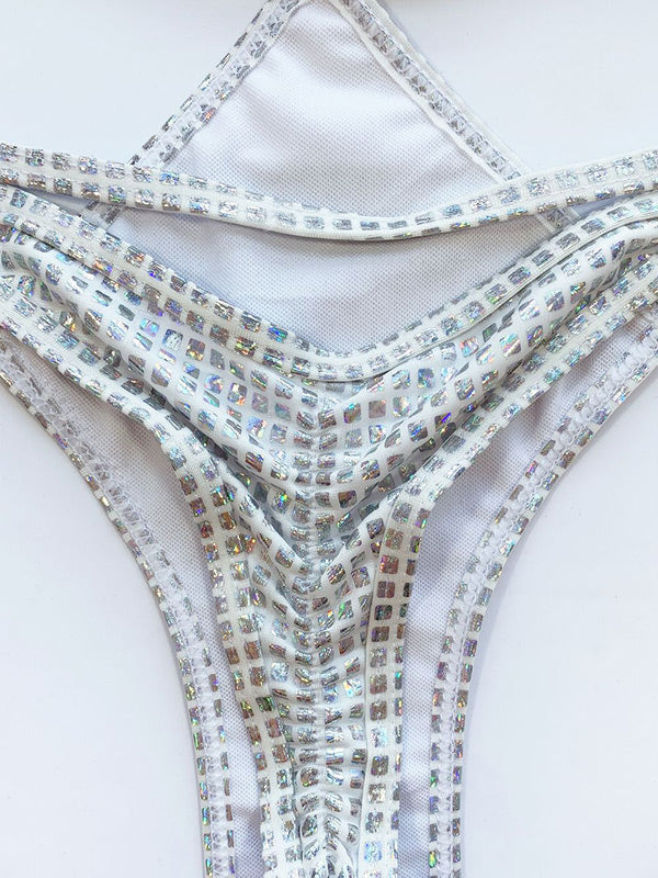 Spaghetti-Neck Bustier Sexy Sequined Bikini Swimwear