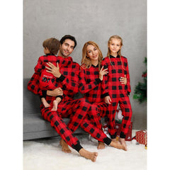 Cute Bear Pattern Plaid Onesies Christmas Family Matching Pajamas Set